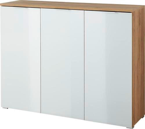 SCHUHSCHRANK Weiß, Eichefarben  - Eichefarben/Alufarben, KONVENTIONELL, Glas/Holzwerkstoff (134/105/40cm) - Xora