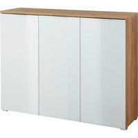 SCHUHSCHRANK GW-Telde  in 134/105/40 cm  - Weiss/Eichefarben, Konventionell, Glas/Holzwerkstoff (134/105/40cm)