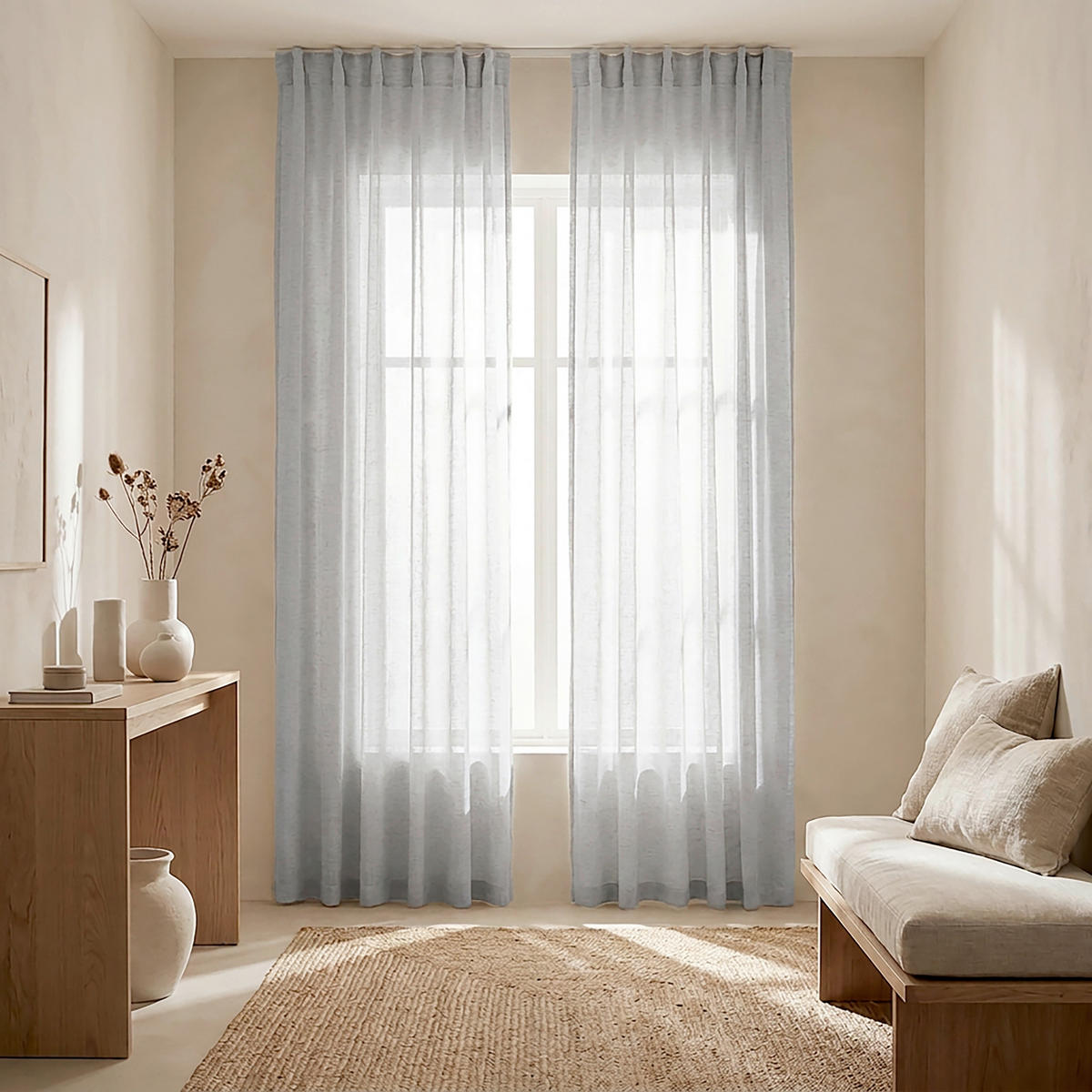 FERTIGVORHANG transparent  - Grau, Basics, Textil (140/240cm)