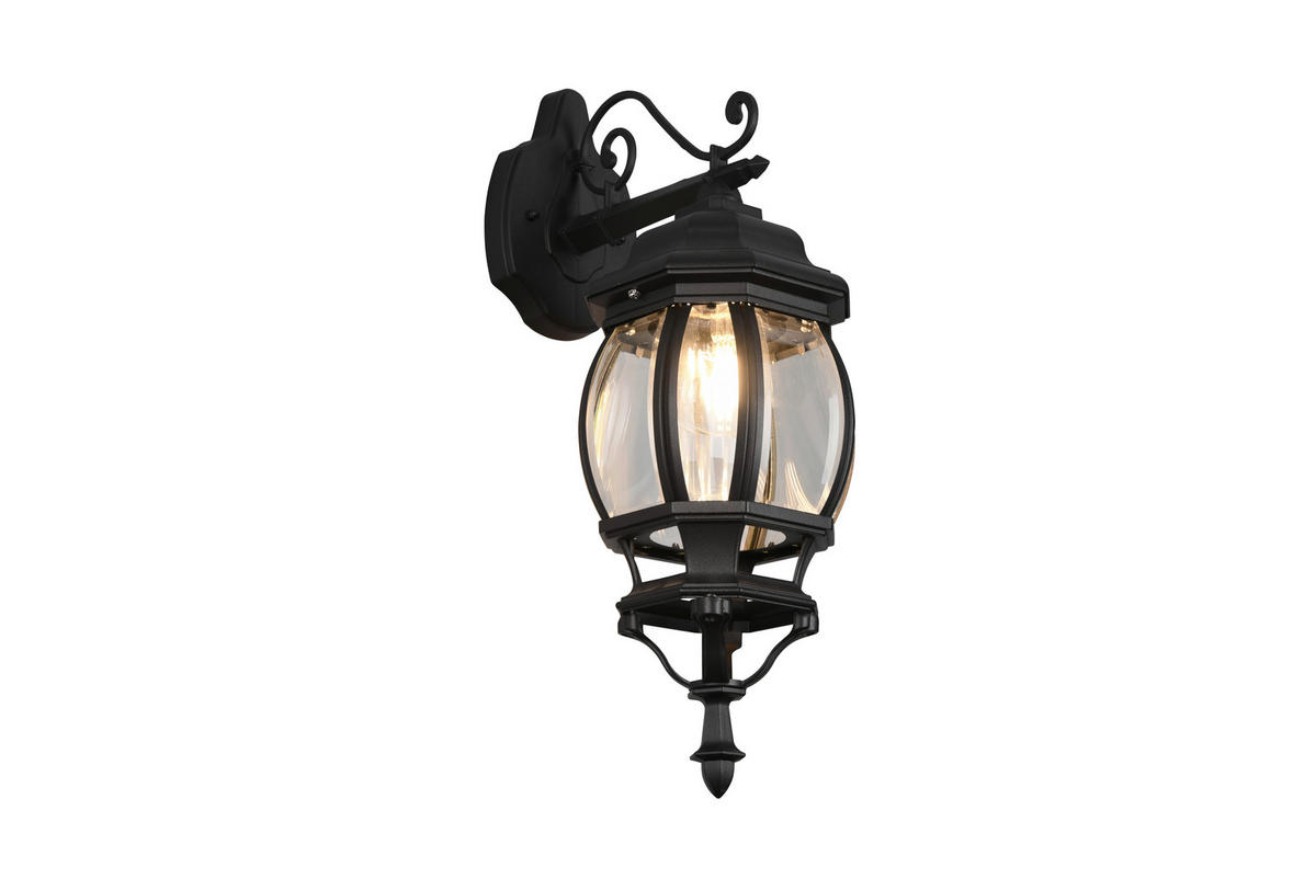 VÄGGLAMPA FÖR UTOMHUS - klar/svart, Klassisk, metall/glas (18/24,5/49,5cm) - Trio Leuchten