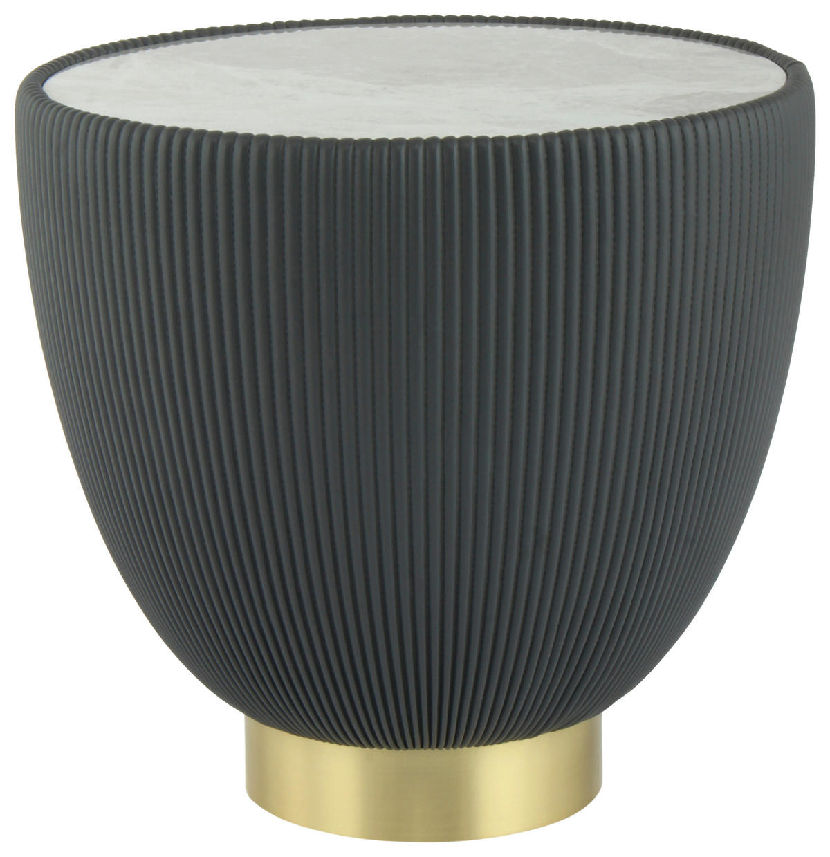 BEISTELLTISCH Dunkelgrau rund  - Dunkelgrau/Goldfarben, Design, Textil/Stein (47/45cm) - Kayoom