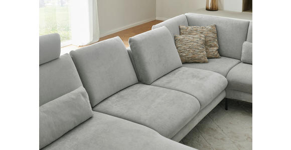 WOHNLANDSCHAFT in Chenille, Flachgewebe Silberfarben - Silberfarben/Schwarz, Design, Textil/Metall (180/344/208cm) - Dieter Knoll
