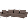 ECKSOFA in Webstoff Braun  - Schwarz/Braun, Design, Textil/Metall (182/280cm) - Carryhome