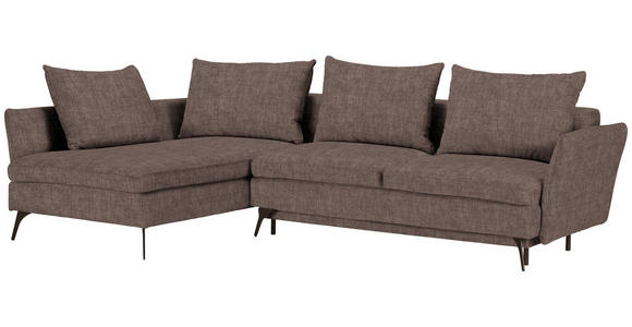 ECKSOFA in Webstoff Braun 182/280 cm - Schwarz/Braun, Design, Textil/Metall (182/280cm) - Carryhome