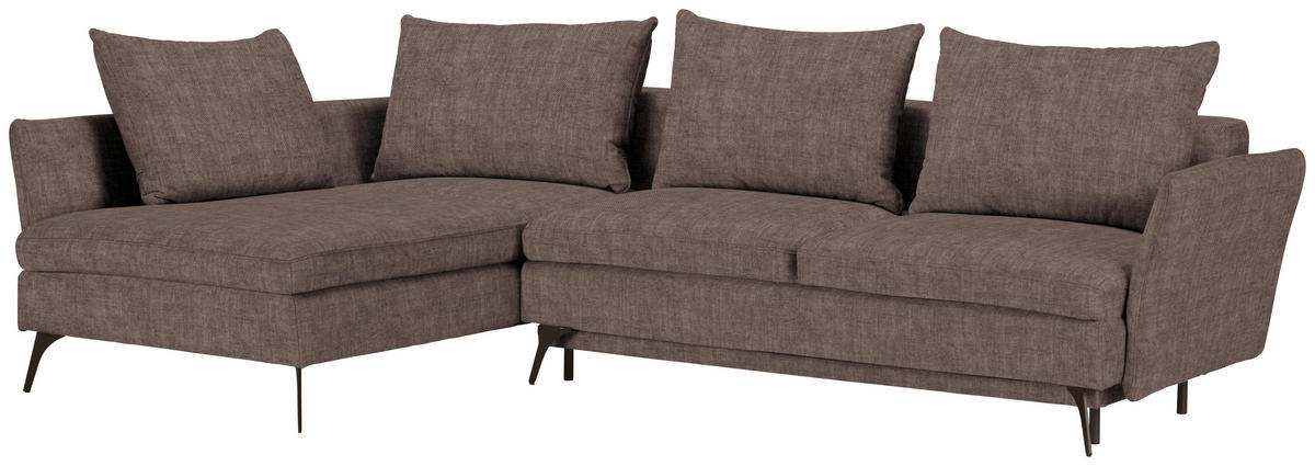 ECKSOFA in Webstoff Braun  - Schwarz/Braun, Design, Textil/Metall (182/280cm) - Carryhome