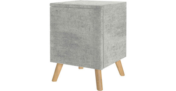 NACHTSCHRANK 40/60/40 cm Eiche vollmassiv - Eichefarben/Hellgrau, Design, Holz/Textil (40/60/40cm) - Esposa
