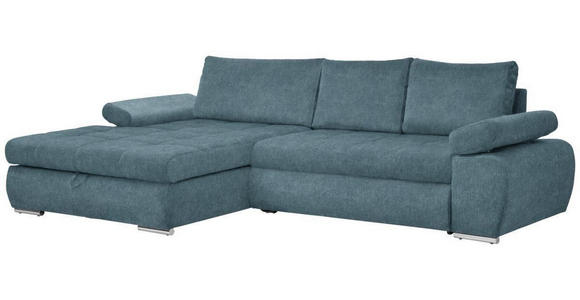 ECKSOFA in Flachgewebe Petrol  - Chromfarben/Petrol, Design, Kunststoff/Textil (173/294cm) - Carryhome