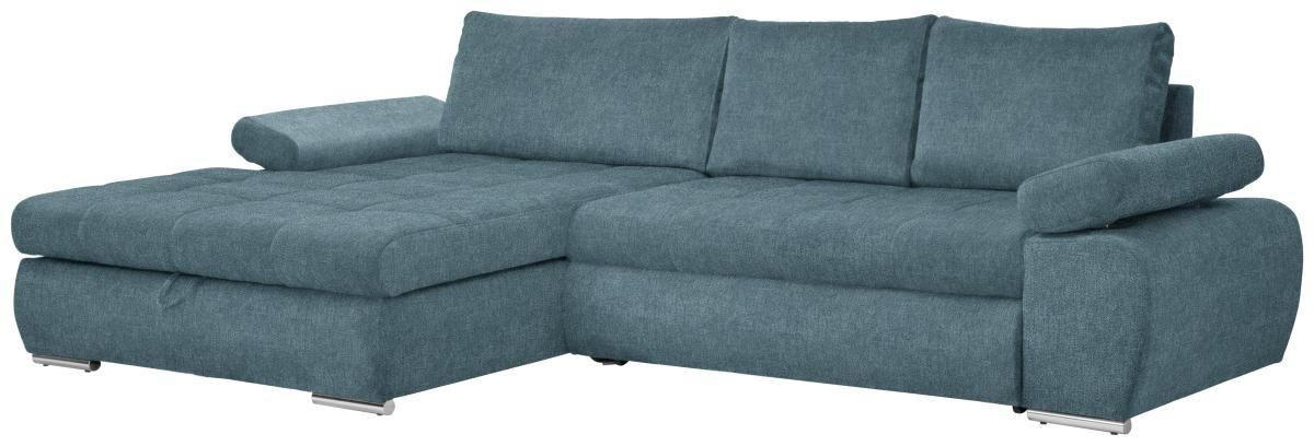 ECKSOFA Petrol Flachgewebe  - Chromfarben/Petrol, Design, Kunststoff/Textil (173/294cm) - Carryhome