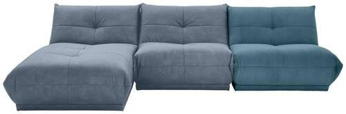 ECKSOFA in Cord, Lederlook Petrol, Blaugrau  185/315 cm  - Blaugrau/Petrol, Trend, Textil (185/315cm) - Livetastic
