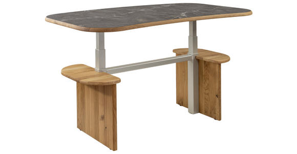 COUCHTISCH in Holz, Metall, Kunststoff 120/70/54(82) cm - Eichefarben/Silberfarben, KONVENTIONELL, Holz/Kunststoff (120/70/54(82)cm) - Venda