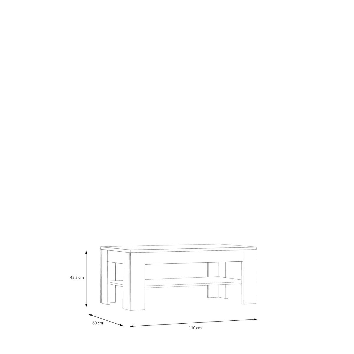 KLUBSKA MIZA, 110/45,5/60 cm barve hrasta, sivobež  - sivobež/barve hrasta, Design, leseni material (110/45,5/60cm) - Hom`in