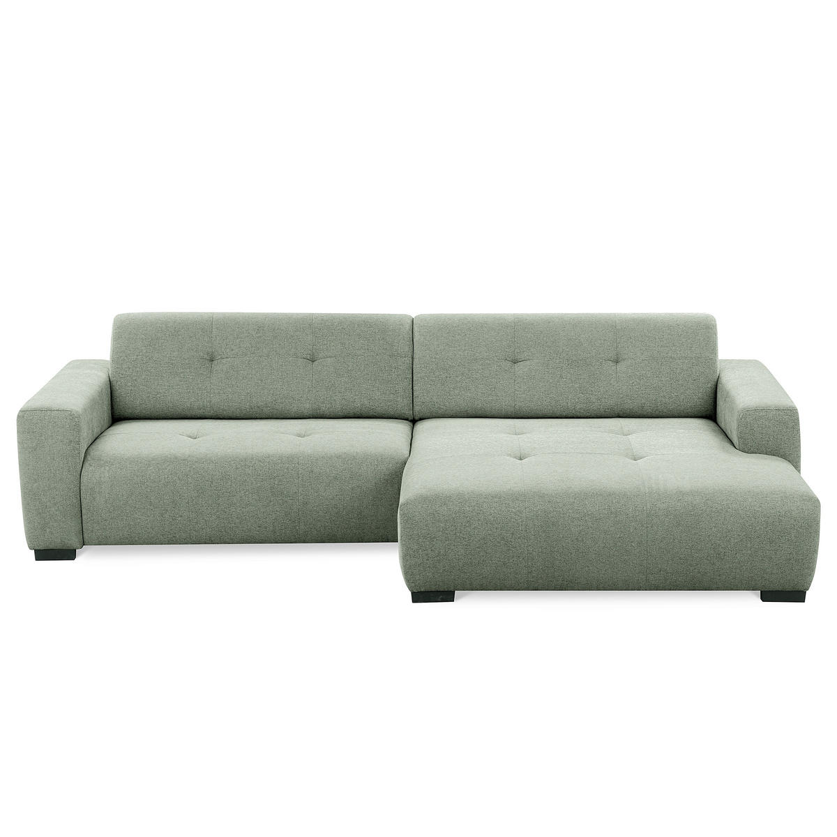 ECKSOFA AUSTIN Salbeigrün Flachgewebe Sitztiefenverstellung  - Salbeigrün/Schwarz, Design, Kunststoff/Textil (286/169cm) - Livetastic