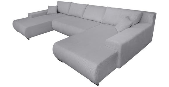 WOHNLANDSCHAFT  in Cord Grau  - Schwarz/Grau, KONVENTIONELL, Textil/Metall (191/351/191cm) - Carryhome