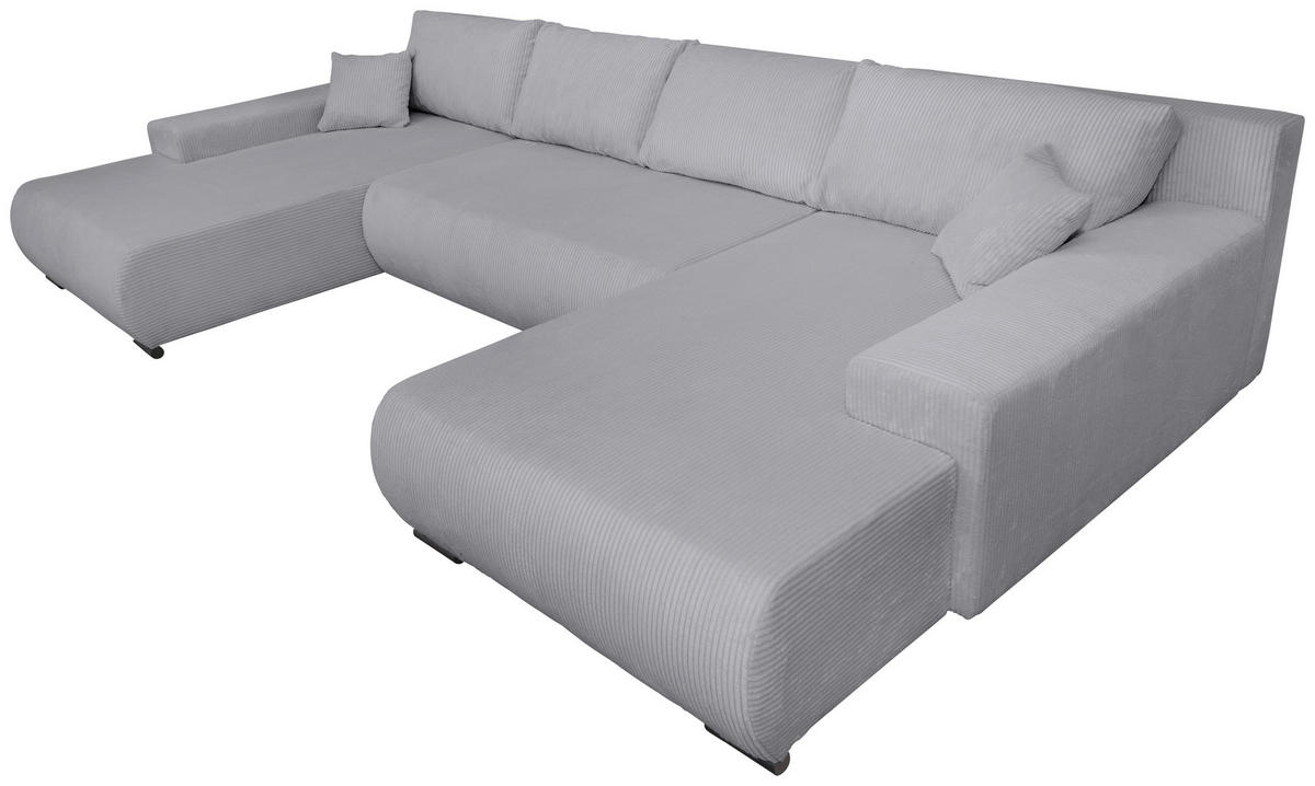 WOHNLANDSCHAFT Grau Cord  - Schwarz/Grau, KONVENTIONELL, Textil/Metall (191/351/191cm) - Carryhome