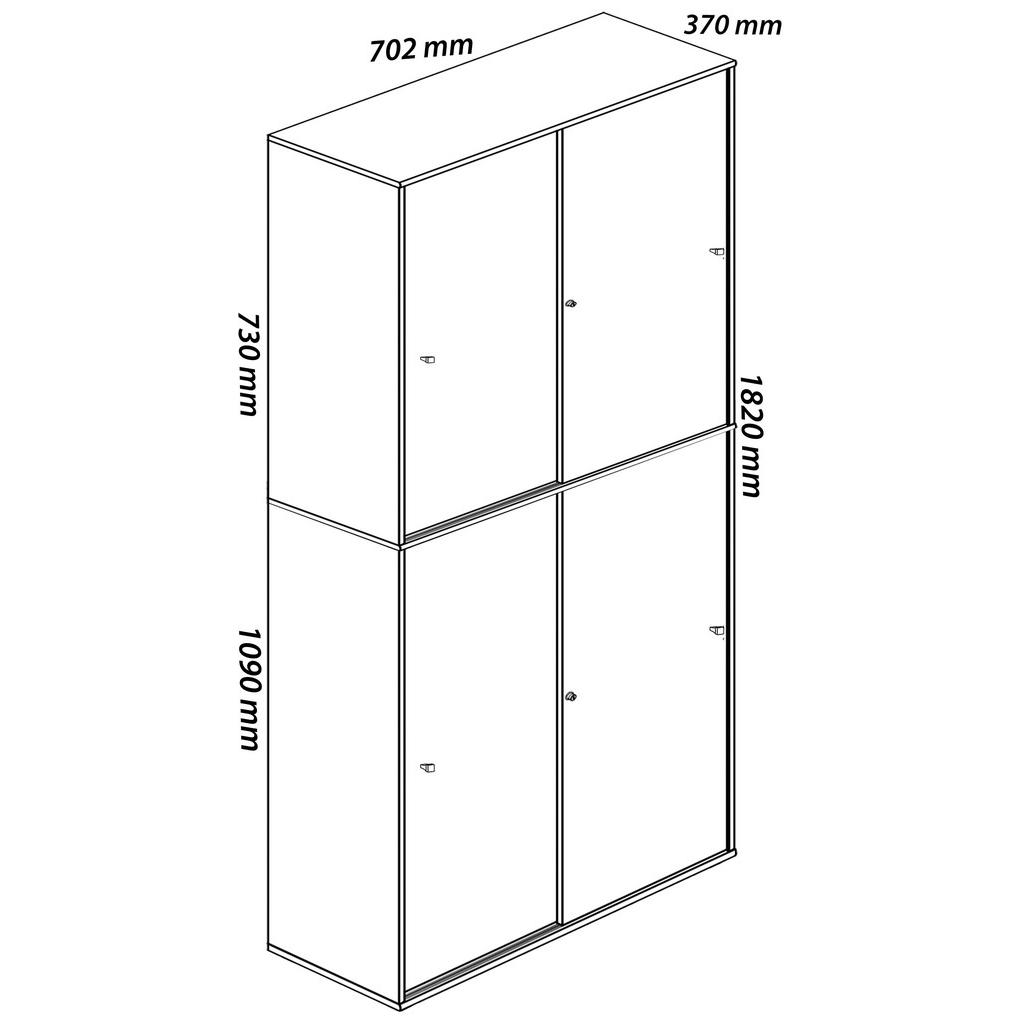 Thumbnail - Mid.you Aktenschrank, Anthrazit, Honigeiche, Holzwerkstoff, 3 Fächer, 70x183x37 cm, abschließbar, Arbeitszimmer, Aktensc...