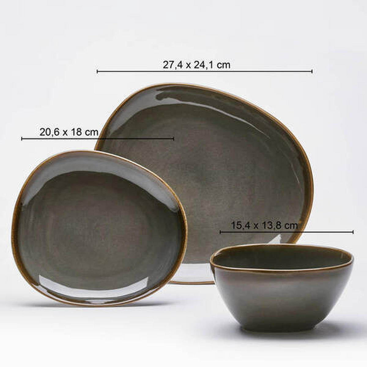 KOMBISERVICE Sines 8-teilig  - Grau, Konventionell, Keramik - Van Well