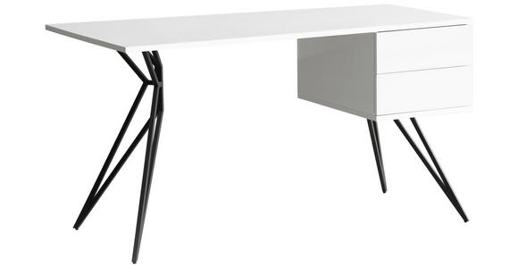 SCHREIBTISCH 140/60/75 cm Schwarz, Weiß Hochglanz  - Weiß Hochglanz/Schwarz, Design, Holzwerkstoff/Metall (140/60/75cm) - Novel