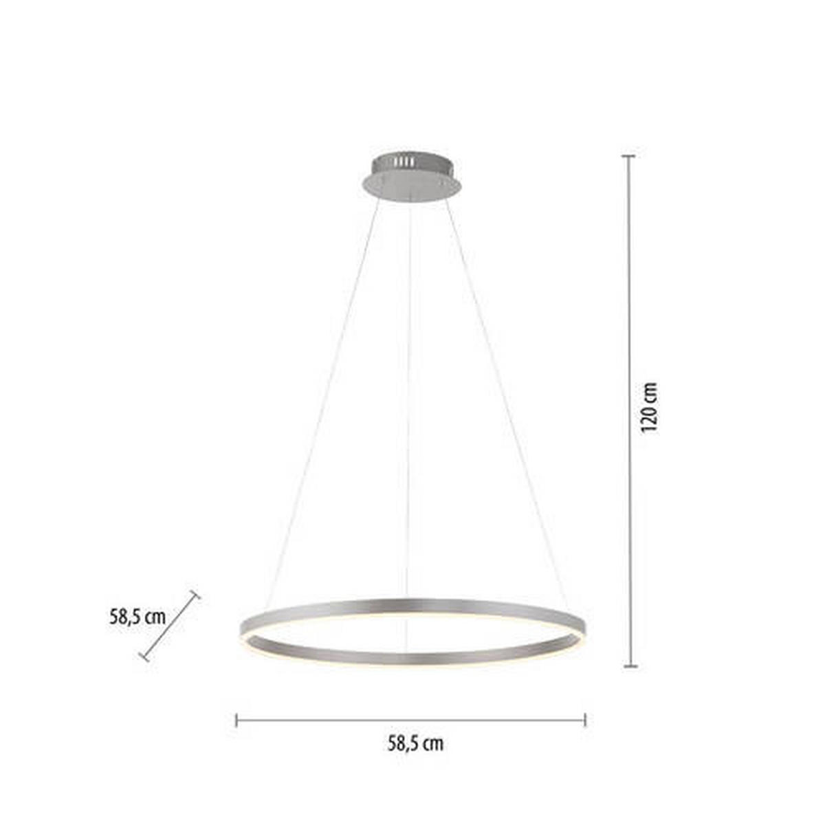 ZÁVĚSNÉ LED SVÍTIDLO, 58,5/58,5/120 cm  - barvy hliníku, Design, kov/plast (58,5/58,5/120cm)