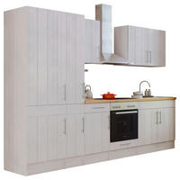 MODULKÖK 300 cm   i vit, lärkfärgad  - stålfärgad/vit, Romantik / Lanthus, metall/trämaterial (300cm) - Respekta