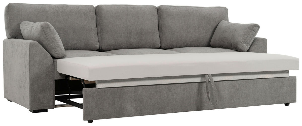 BÄDDSOFFA i chenille brun, grå  - brun/grå, Klassisk, metall/trä (233/86/88cm) - Hom`in