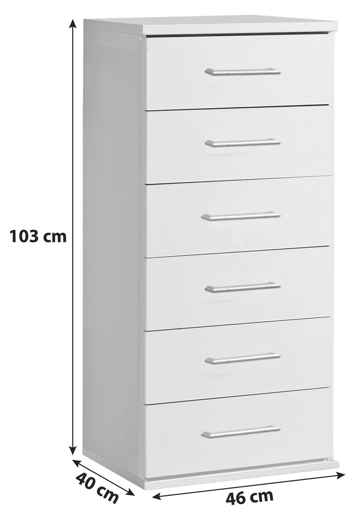 KOMODA, biela, 46/103/40 cm - biela/hliníková, Konventionell, kompozitné drevo/plast (46/103/40cm) - MID.YOU