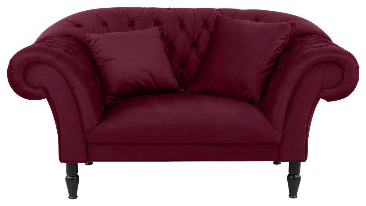 XXL-SESSEL in Velours Rot  - Rot/Schwarz, Design, Holz/Textil (180/94/103cm) - MID.YOU