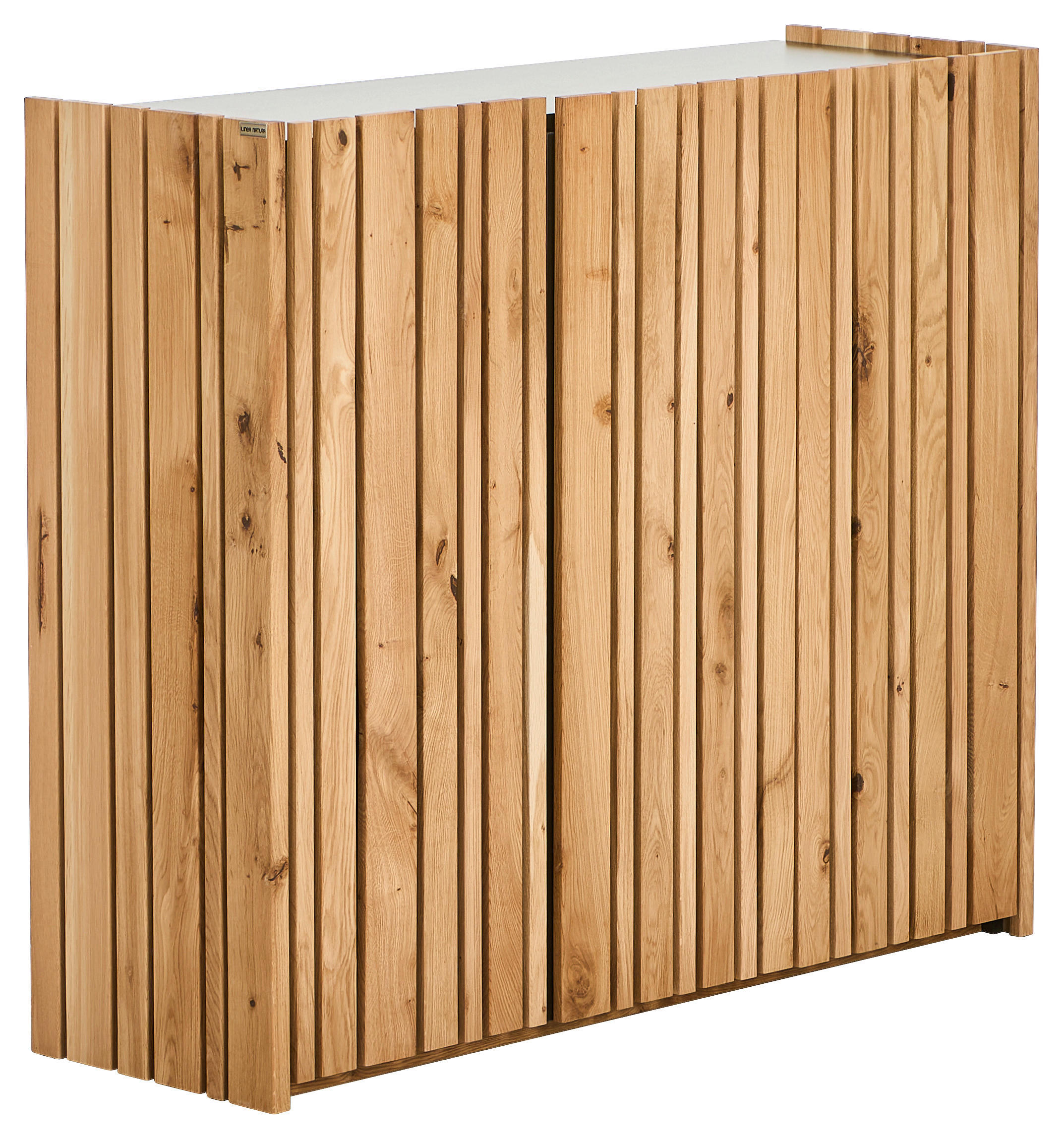 SCHUHSCHRANK Eiche massiv Schwarz, Eichefarben  - Eichefarben/Anthrazit, Design, Holz/Holzwerkstoff (120/105/42cm) - Linea Natura
