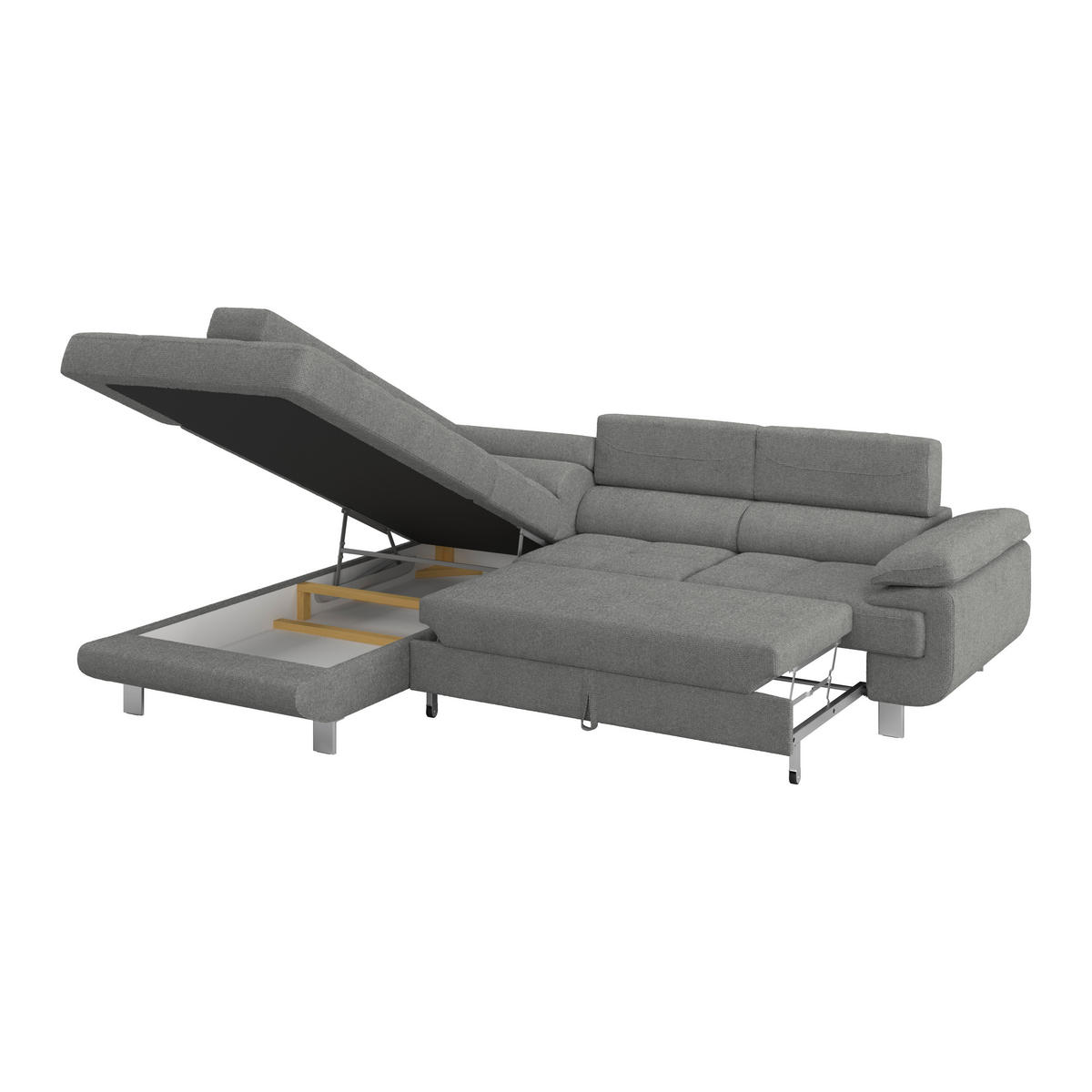 ECKSOFA in Drell Dunkelgrau  - Dunkelgrau, Modern, Textil/Metall (230/270cm) - MID.YOU