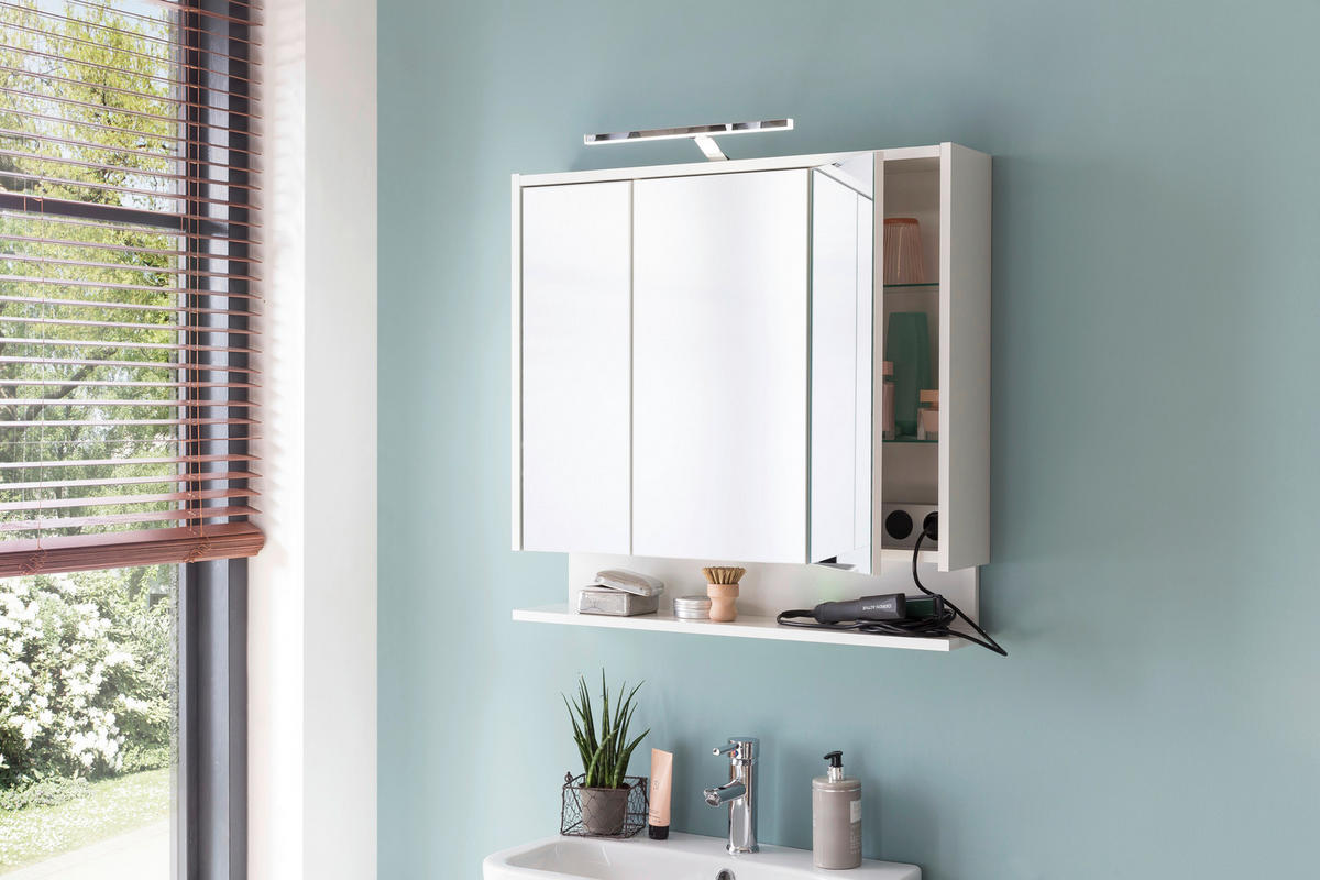 SPIEGELSCHRANK 74,5/71,4/16 cm  - Weiß, Basics, Glas/Holzwerkstoff (74,5/71,4/16cm) - Stylife