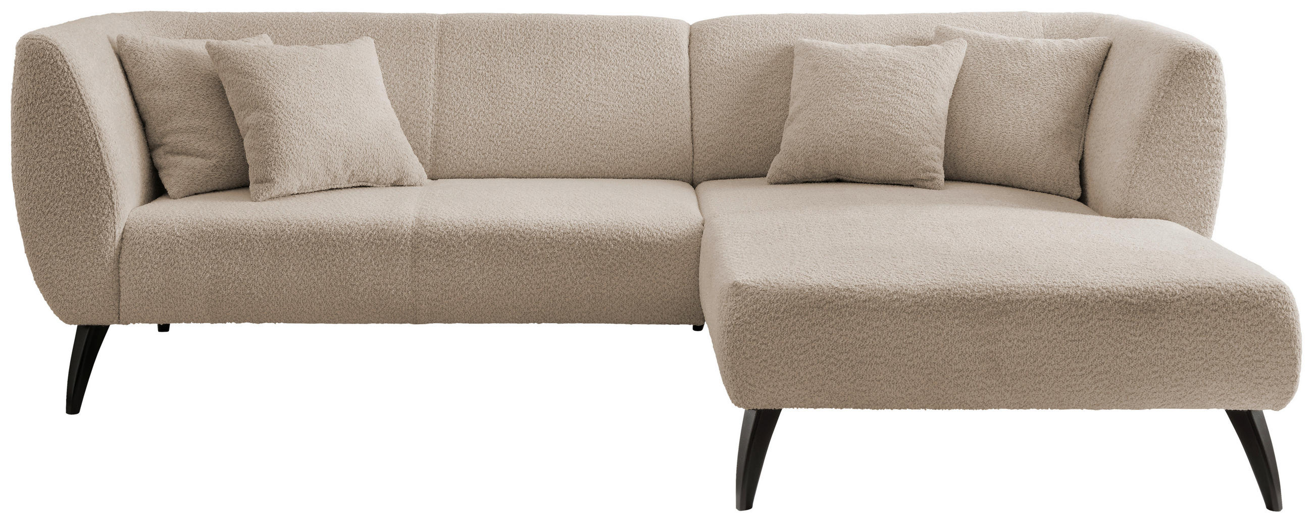 ECKSOFA Beige Bouclé  - Beige/Schwarz, MODERN, Holz/Textil (264/160cm) - MID.YOU