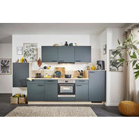 KÜCHENLEERBLOCK 330 cm   in Dunkelgrün, Wildeiche  - Wildeiche/Dunkelgrün, KONVENTIONELL, Holzwerkstoff/Metall (330cm) - Express