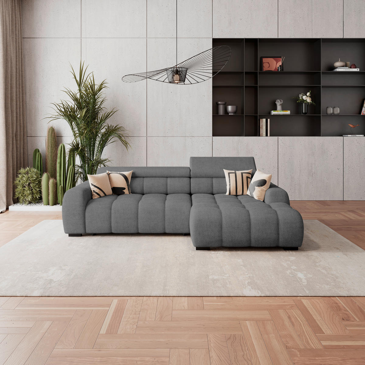 HÖRNSOFFA i vävt tyg antracit  - svart/antracit, Trend, textil/plast (285/168cm) - Livetastic