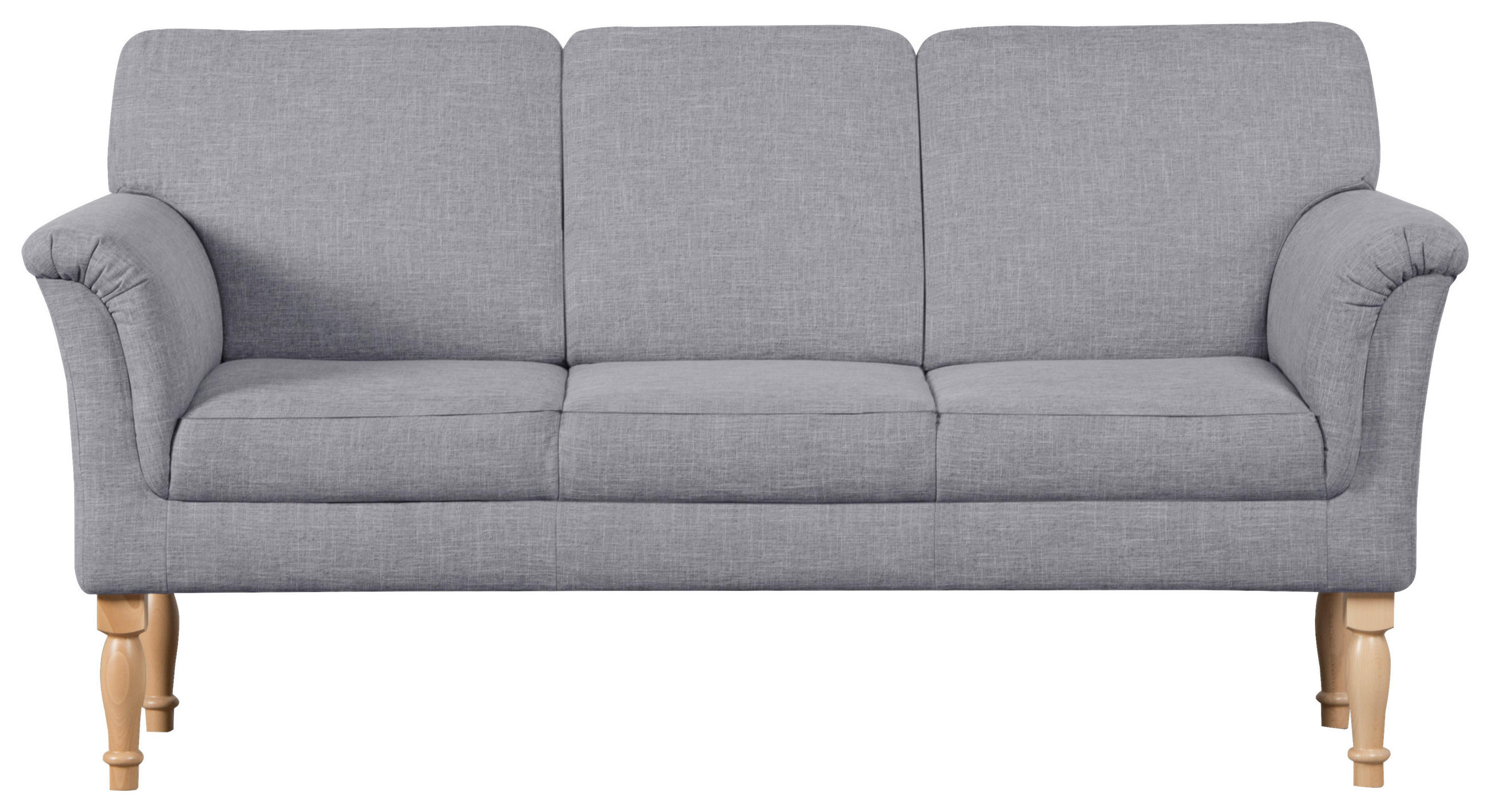 SOFA Flachgewebe Grau  - Naturfarben/Grau, ROMANTIK / LANDHAUS, Holz/Textil (186/96/80cm) - Cantus