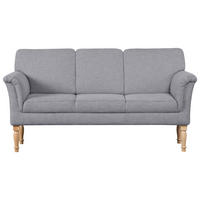 SOFA Flachgewebe Grau  - Naturfarben/Grau, ROMANTIK / LANDHAUS, Holz/Textil (186/96/80cm) - Cantus