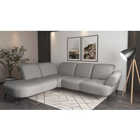 ECKSOFA in Flachgewebe Hellgrau  - Hellgrau/Schwarz, Modern, Textil/Metall (270/302cm) - Sit & More