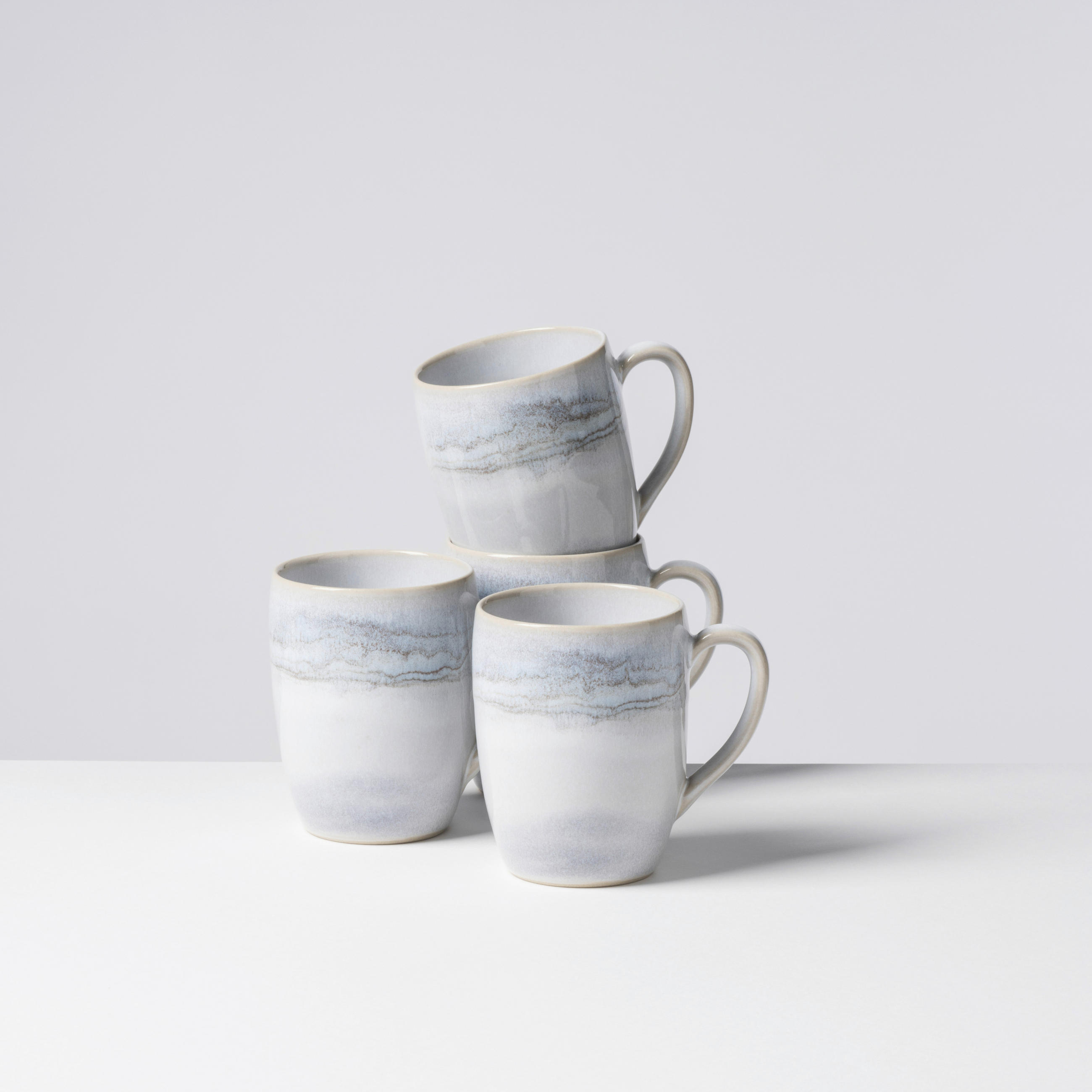 KAFFEEBECHERSET TIEFER SEE 4-teilig  - Hellgrau/Weiß, Basics, Keramik (11/10.4/8cm) - Gipfelstück