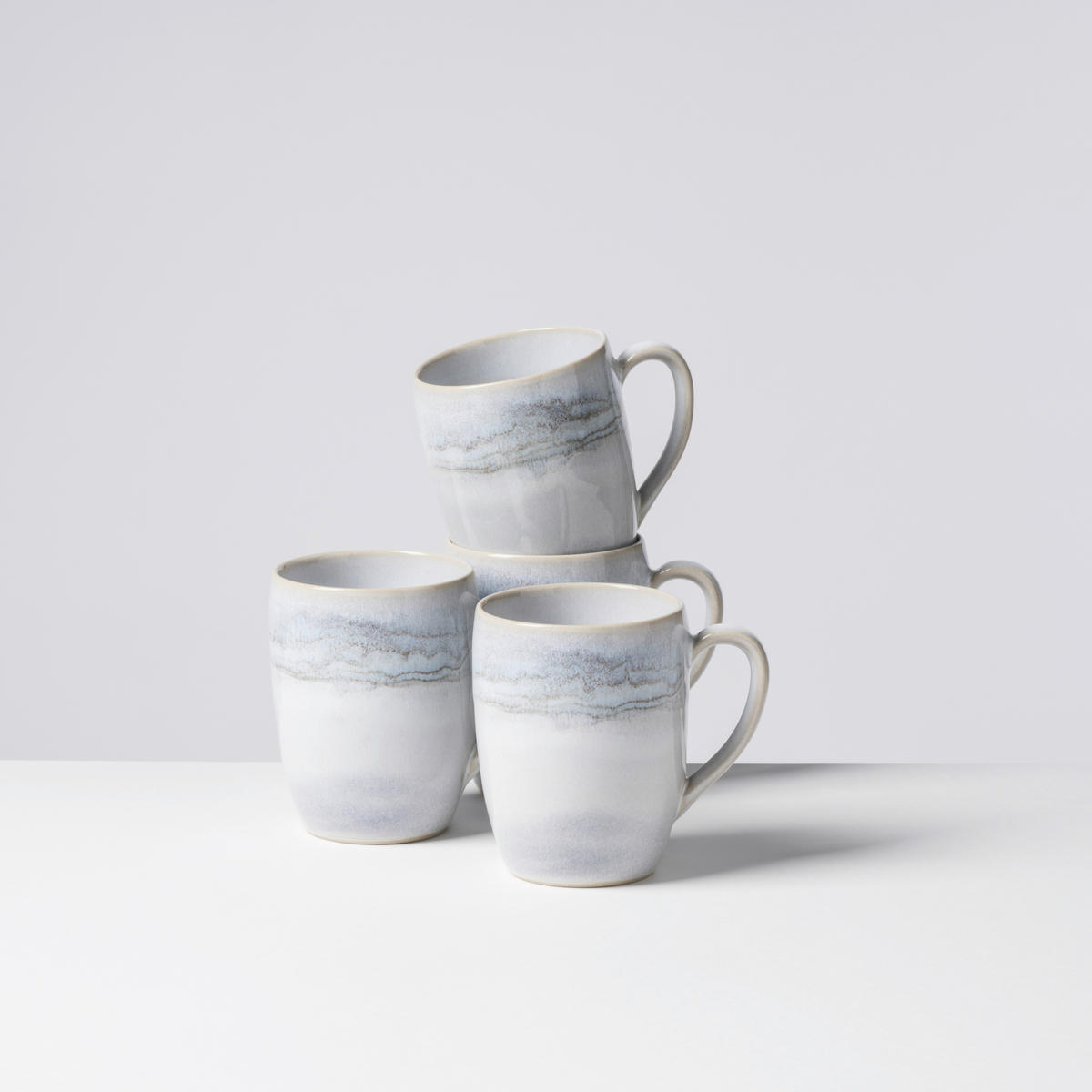 KAFFEEBECHERSET TIEFER SEE 4-teilig  - Hellgrau/Weiß, Basics, Keramik (11/10.4/8cm) - Gipfelstück