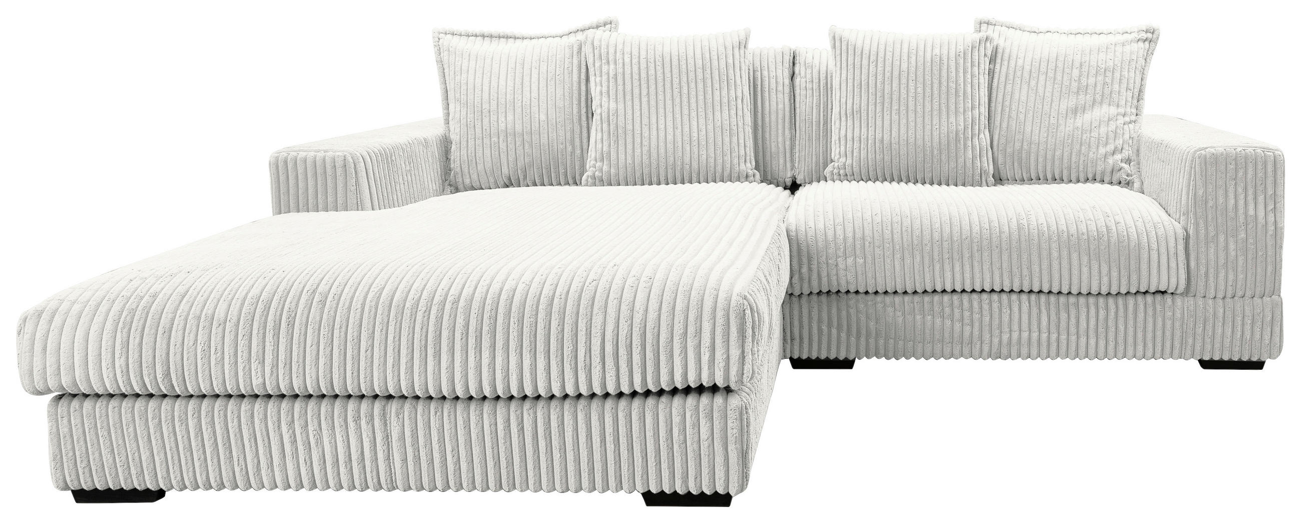ECKSOFA in Cord Weiß  195/285 cm  - Schwarz/Weiß, Design, Kunststoff/Textil (195/285cm) - MID.YOU