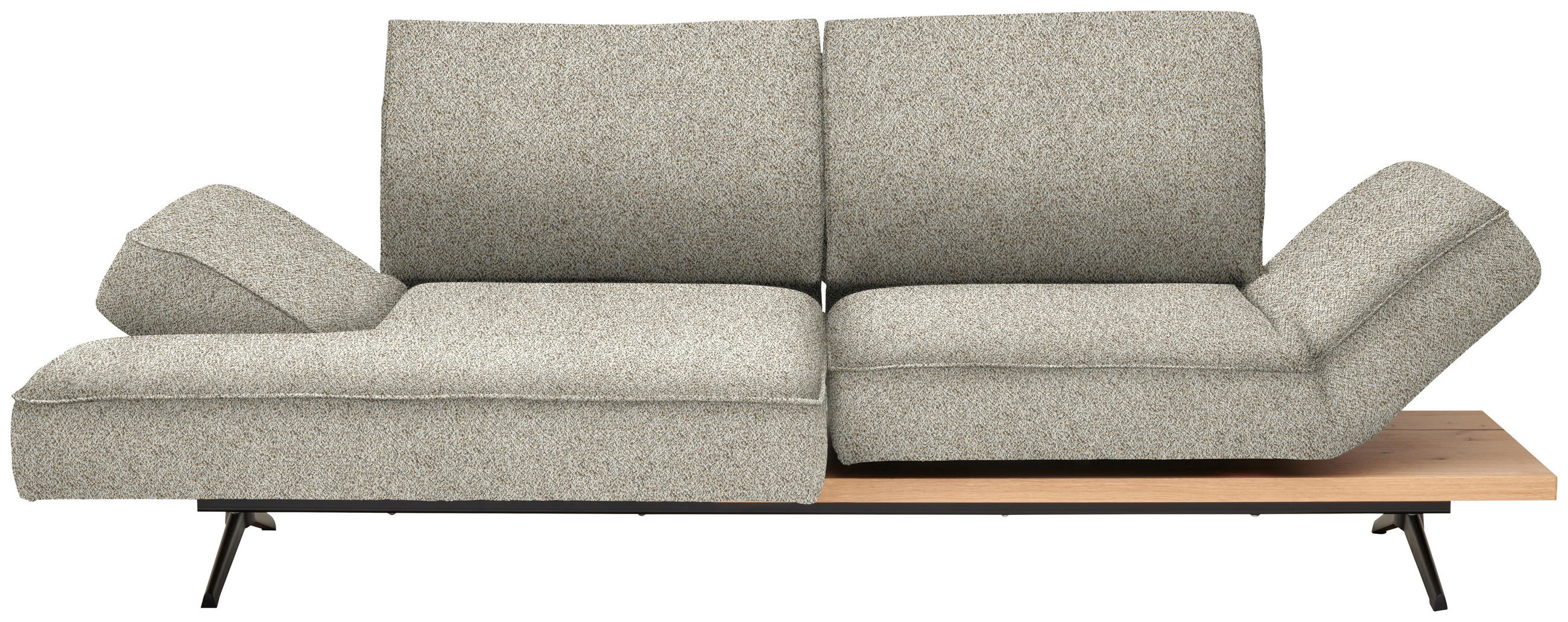 ECKSOFA Chenille Cappuccino  - Schwarz/Cappuccino, Design, Holz/Textil (132/240cm) - Koinor