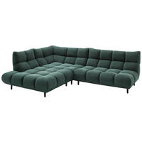 ECKSOFA Ottomane links, Eckteil  Grün Feincord  - Schwarz/Grün, Design, Holz/Textil (215/288cm) - Pure Home Lifestyle