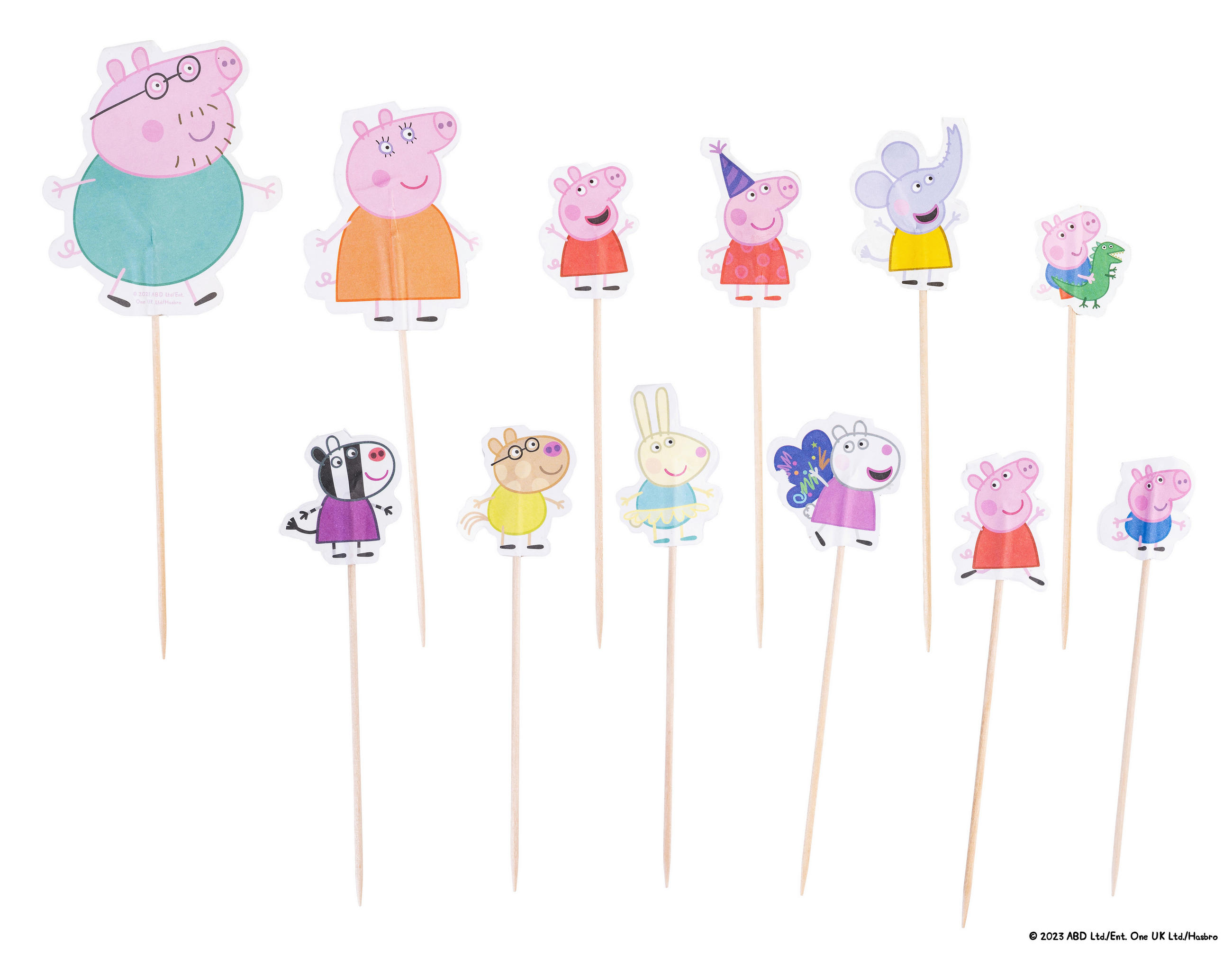 DEKORÁCIA NA TORTU PEPPA - svetlohnedá/modrá, Basics, drevo/papier (10cm)