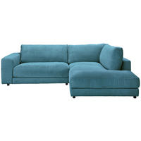 ECKSOFA in Cord Petrol  - Petrol/Schwarz, Design, Kunststoff/Textil (265/224cm) - Hom`in