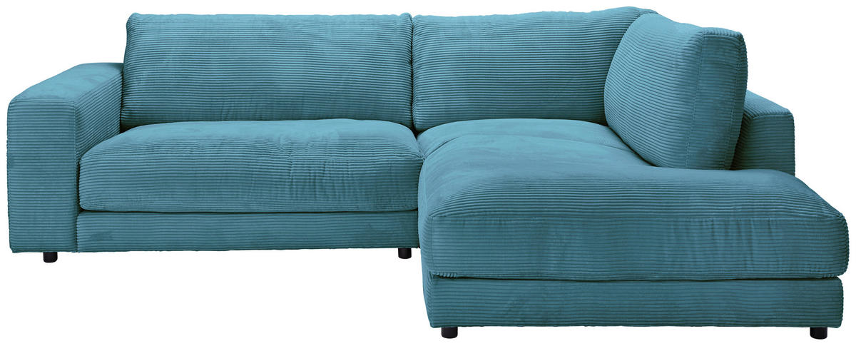 ECKSOFA in Cord Petrol  - Petrol/Schwarz, Design, Kunststoff/Textil (265/224cm) - Hom`in