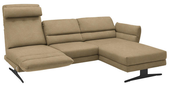 ECKSOFA  in Flachgewebe Senfgelb  279-327/176-217 cm  - Senfgelb/Schwarz, Design, Textil/Metall (279-327/176-217cm) - Dieter Knoll