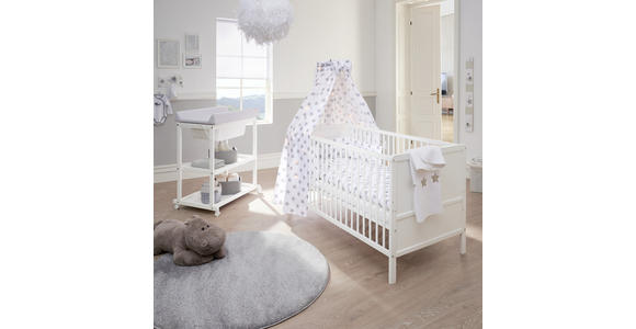 GITTERBETT-KOMPLETTSET STAR 144,5/74,5/82 cm  - Weiß/Grau, LIFESTYLE, Holz/Textil (144,5/74,5/82cm) - My Baby Lou