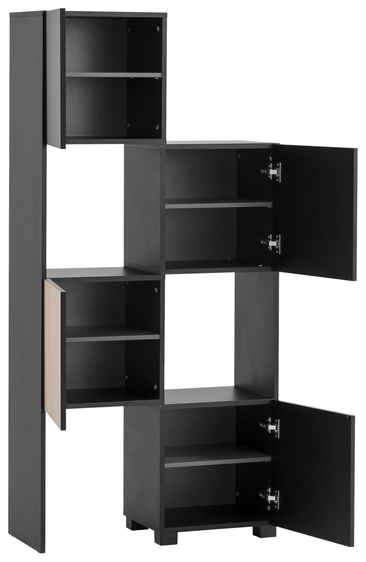 STOJACÍ REGÁL, čierna, 44,8/165,1/33,1 cm - čierna, Design (44,8/165,1/33,1cm) - MID.YOU