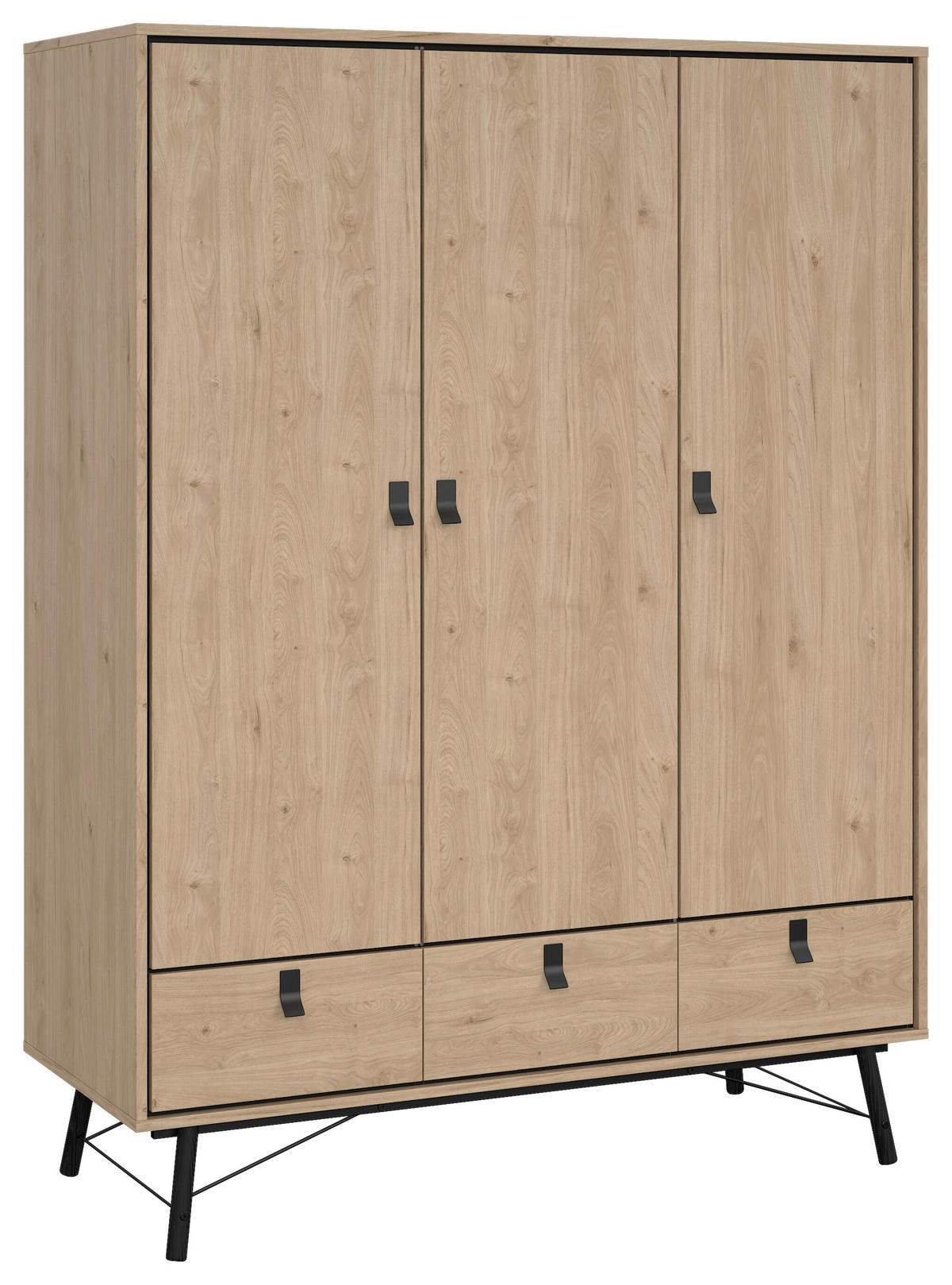 KLEIDERSCHRANK in Eichefarben  - Eichefarben/Schwarz, Modern, Holzwerkstoff/Metall (150,2/200,4/60,1cm) - MID.YOU