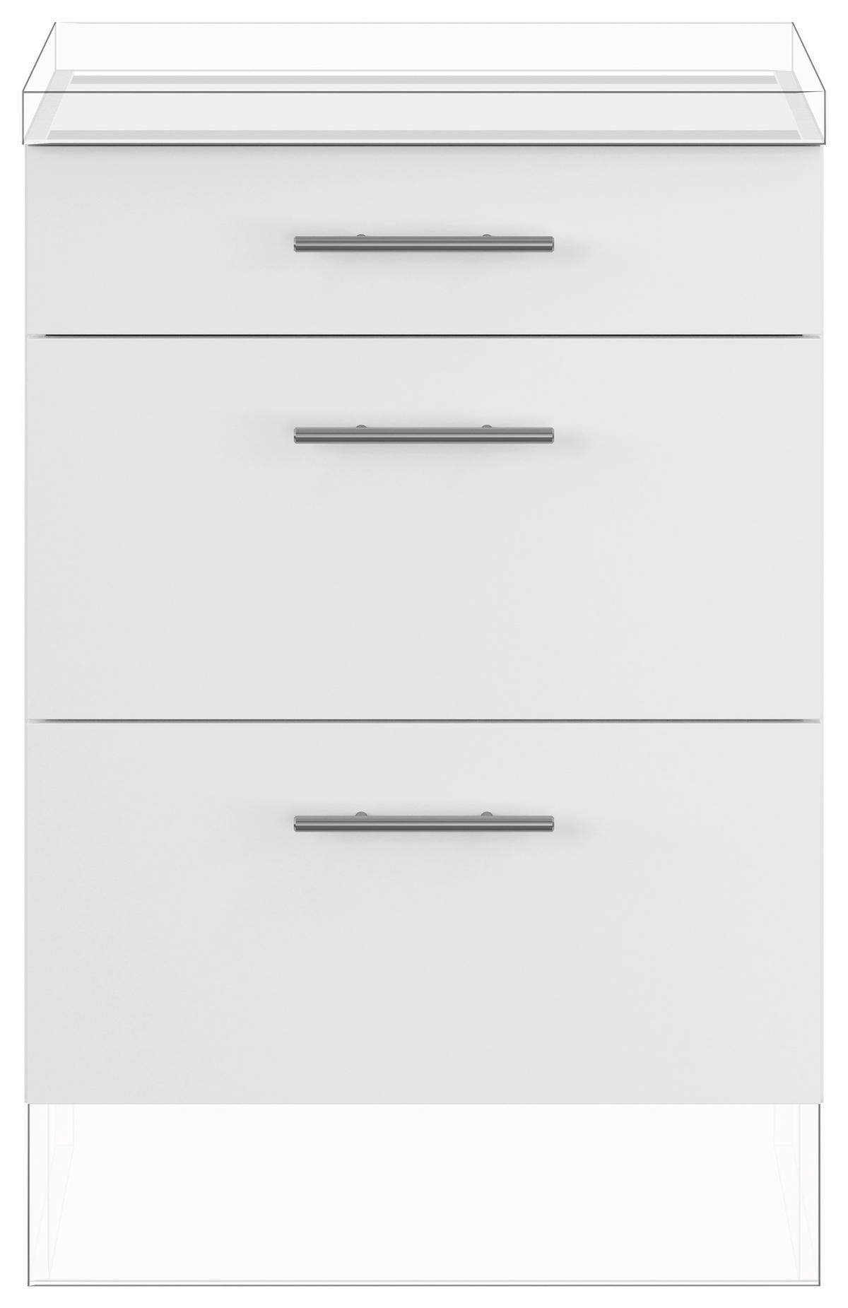 SCHUBKASTENUNTERSCHRANK 60/87,8/57,6 cm  in Weiß  - Edelstahlfarben/Weiß, Basics, Holzwerkstoff/Metall (60/87,8/57,6cm) - Impuls