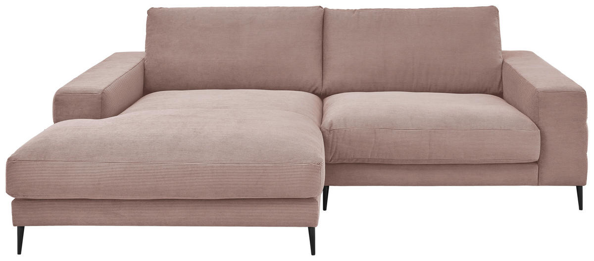 ECKSOFA in Feincord Altrosa  - Schwarz/Altrosa, Design, Textil/Metall (177/253cm) - Dieter Knoll