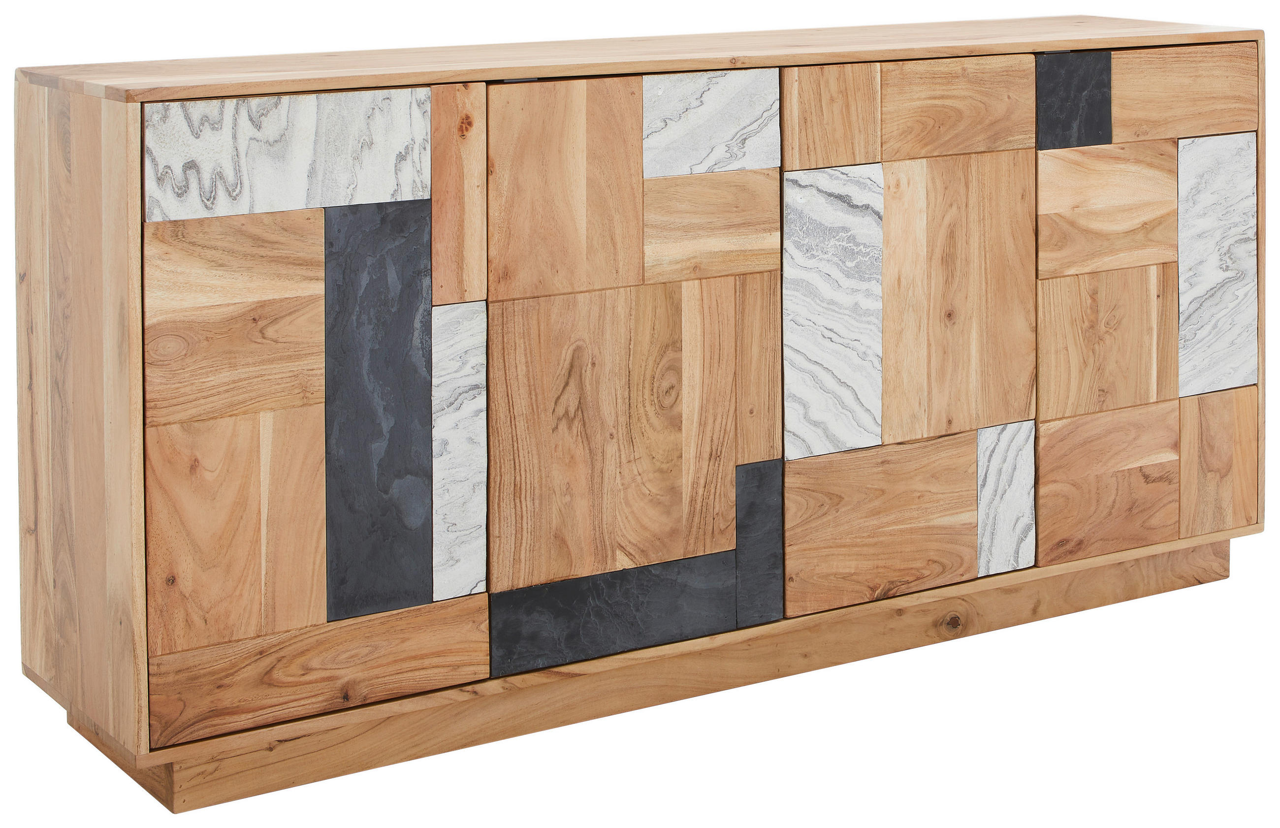 SIDEBOARD 170/80/40 cm  in Anthrazit, Weiß, Akaziefarben  - Anthrazit/Weiß, Design, Holz/Stein (170/80/40cm) - Livetastic